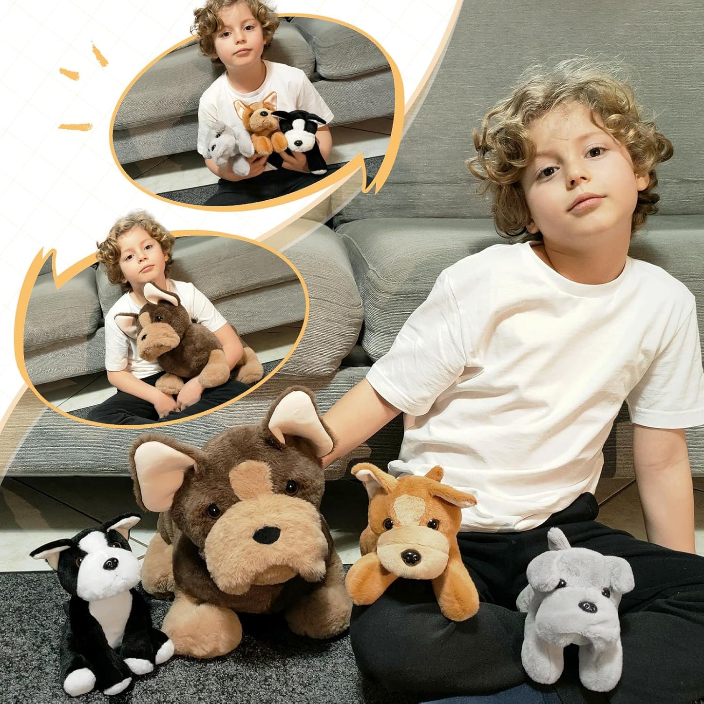 17.7 Inches Realistic French Bulldog Stuffed Animals - Stuffed Animal Babies with Their Mom - Stuffed Animals with Babies in the Belly - Cute Puppy Plush Toys - Lifelike Dog Plushies - Christmas/Birthday/Easter Gift Guide for Kids