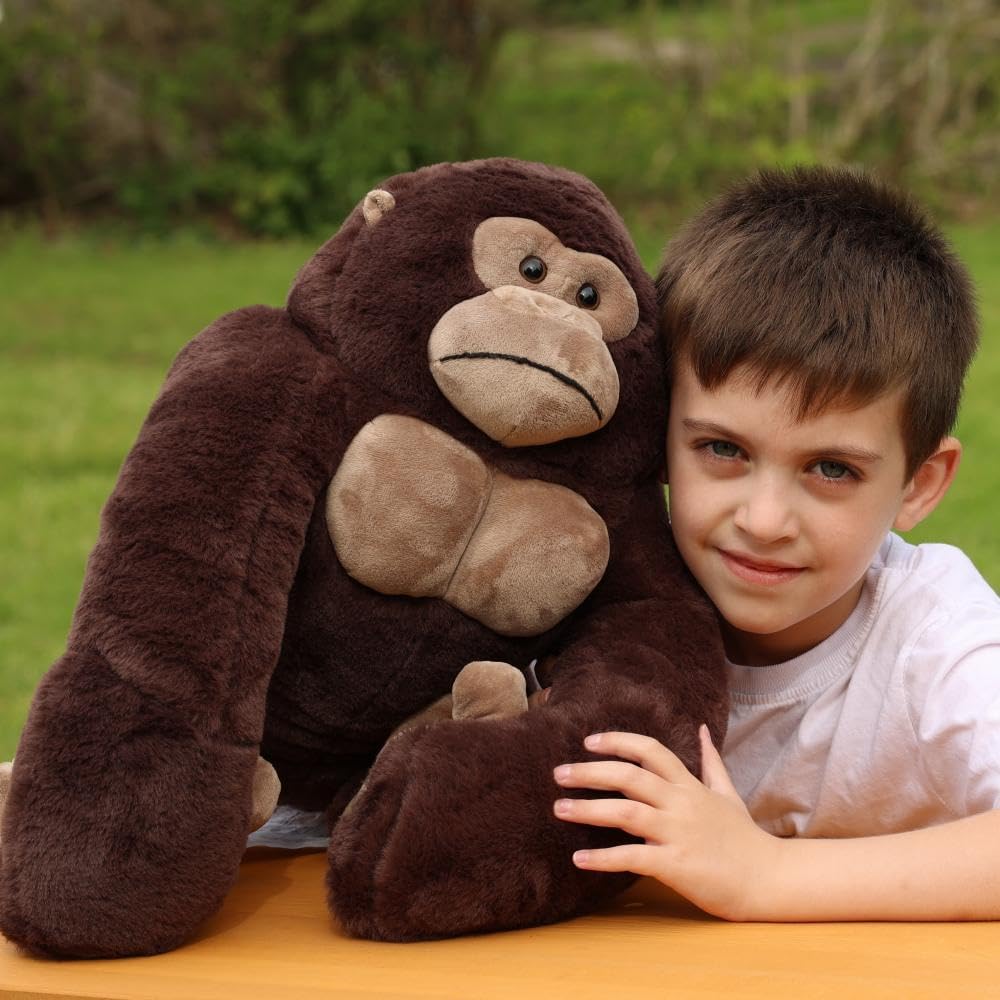 Realistic Gorilla Stuffed Animals - Lifelike Chimpanzees Plush Toys -  Orangutan Stuffed Animals with Babies in the Belly - Three Gorilla Stuffed Animal Babies with Their Mom - Jungle/Safari/Forest Stuffed Animals - Zoo Souvenirs - Free Shipping