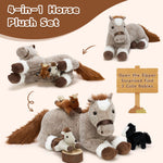 17.72 Inch Horse Plush Toy with Three 5.9 Inch Ponies