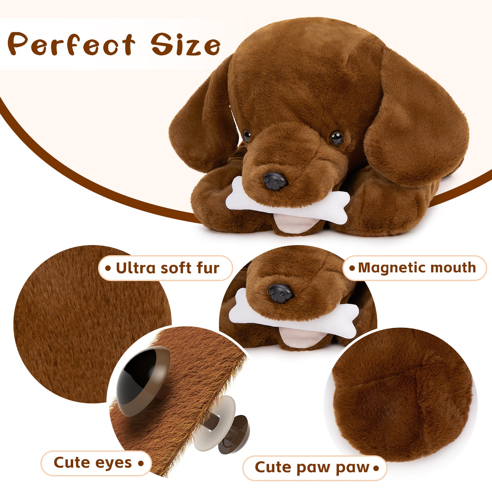 Labrador Plush Toy Dog Stuffed Animals, Dark Brown, 31.5 Inches