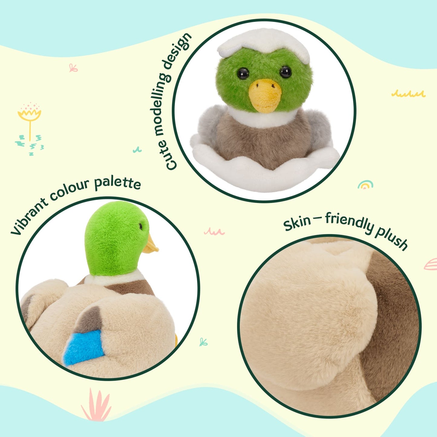 Realistic Mallard Duck Stuffed Animals - Lifelike Green Duck Plush Toys - 16 Inch Duck Plush Dolls - Stuffed Animal Babies with Their Moms - Cute Christmas/Birthday Gift For Children