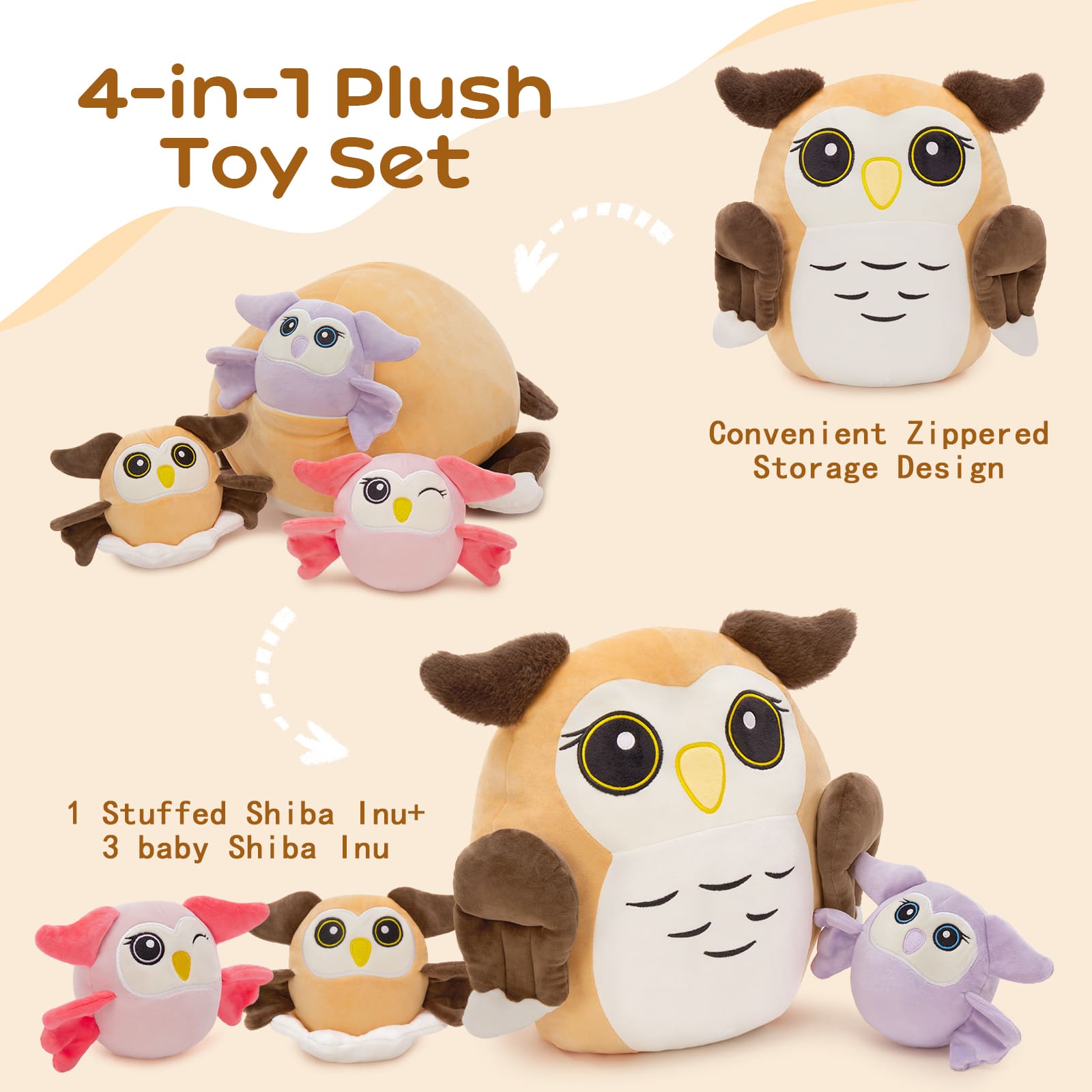 Owl Stuffed Animals Nighthawk Plush Toys, 15.75 Inches