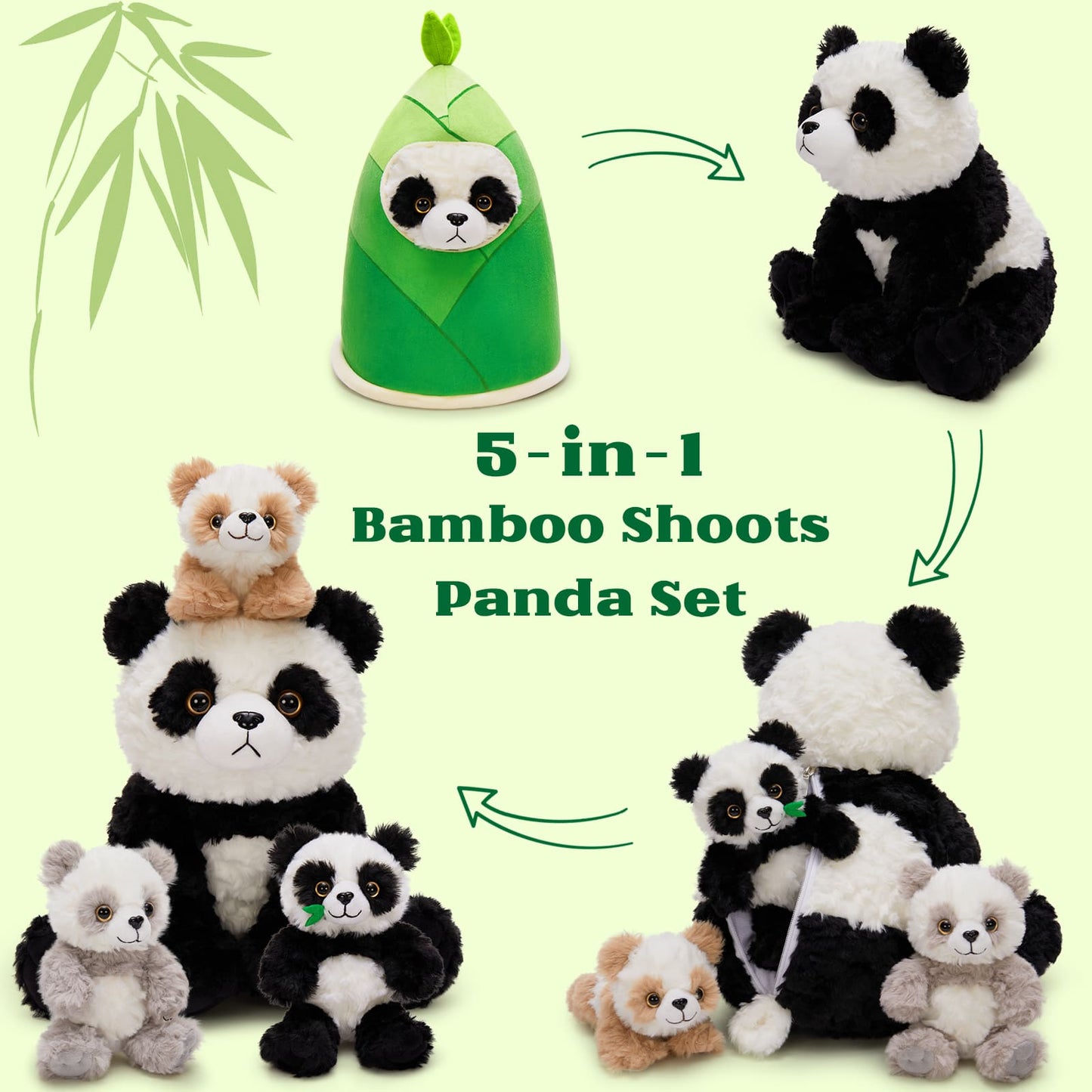 Panda Stuffed Animals with Babies Inside - Cute Panda Baby Plush Toys with Their Mom - China Travelling Souvenirs - Birthday/Christmas/Valentine's Day Gift Guide - Cute Party Favors for Children