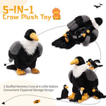 Pied Crow Stuffed Animals with Babies inside the Belly - Realistic Raven Plush Toys - Gift for Birders - Free Shipping