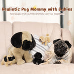 MorisMos Pug Dog Stuffed Animal with Babies,18'' Large Mommy Dog Push with Baby Puppy Toys for Kids,4Pcs Realistic Bulldog Toys for Girl Boy, Stuffed Pug Toy Gift for Birthday Christmas