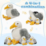 Lifelike Seagull Stuffed Animals - Realistic Bird Plush Toys - One Big Seagull with Three Seagull Baby Plush Toy Assortment - Stuffed Animal Babies with Their Mom - Stuffed Animals with Babies in the Belly - Free Shipping Now