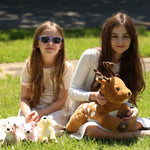 Realistic Sika Deer Stuffed Animals - Deer Plush Toys - Stuffed Animal Babies with Their Mom - Jungle Safari Soft Toys - Cute Party Favors - Birthday Christmas Gift for Children