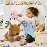 Realistic Sika Deer Stuffed Animals - Deer Plush Toys - Stuffed Animal Babies with Their Mom - Jungle Safari Soft Toys - Cute Party Favors - Birthday Christmas Gift for Children