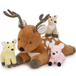 Realistic Sika Deer Stuffed Animals - Deer Plush Toys - Stuffed Animal Babies with Their Mom - Jungle Safari Soft Toys - Cute Party Favors - Birthday Christmas Gift for Children