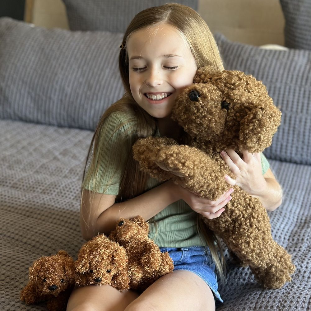 Teddy Dog Stuffed Animals with Three Puppies Inside the Belly - Cute Dog Family Plush Toy Assortment - Free Shipping Now