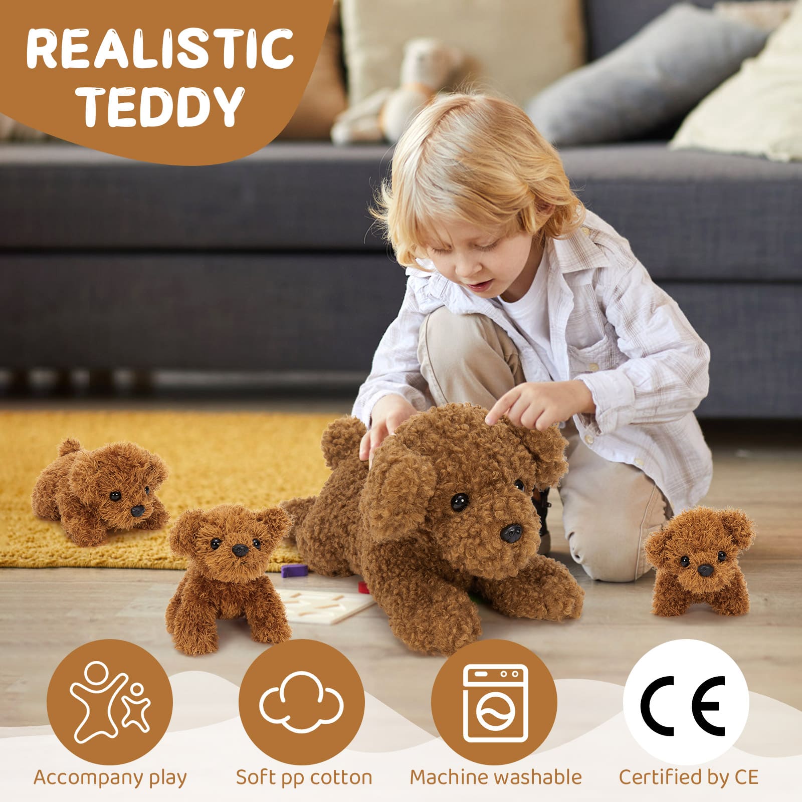 Teddy Dog Stuffed Animals Puppy Plush Toys, Dark Brown, 18.5 Inches