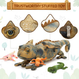 One Big Lizard Mom With Three Lizard Baby Plush Toy Set