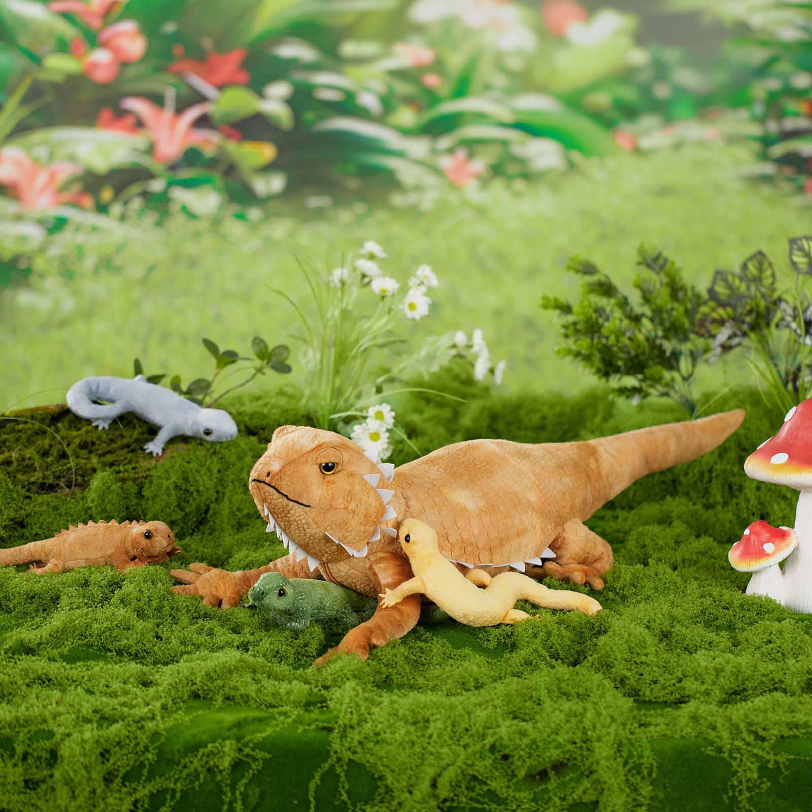 One Big Lizard Mom With Four Lizard Baby Plush Toy Set