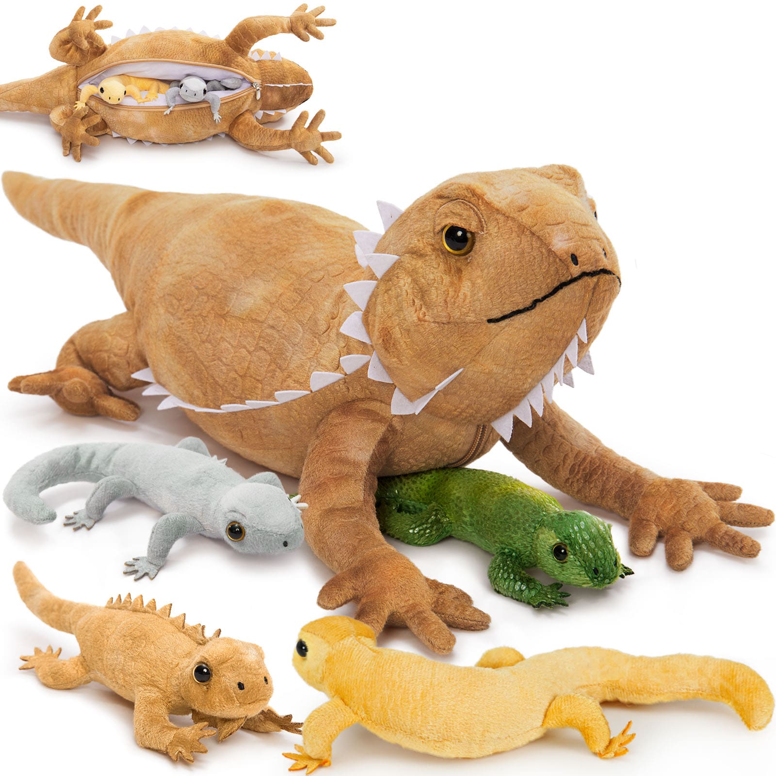 One Big Lizard Mom With Four Lizard Baby Plush Toy Set