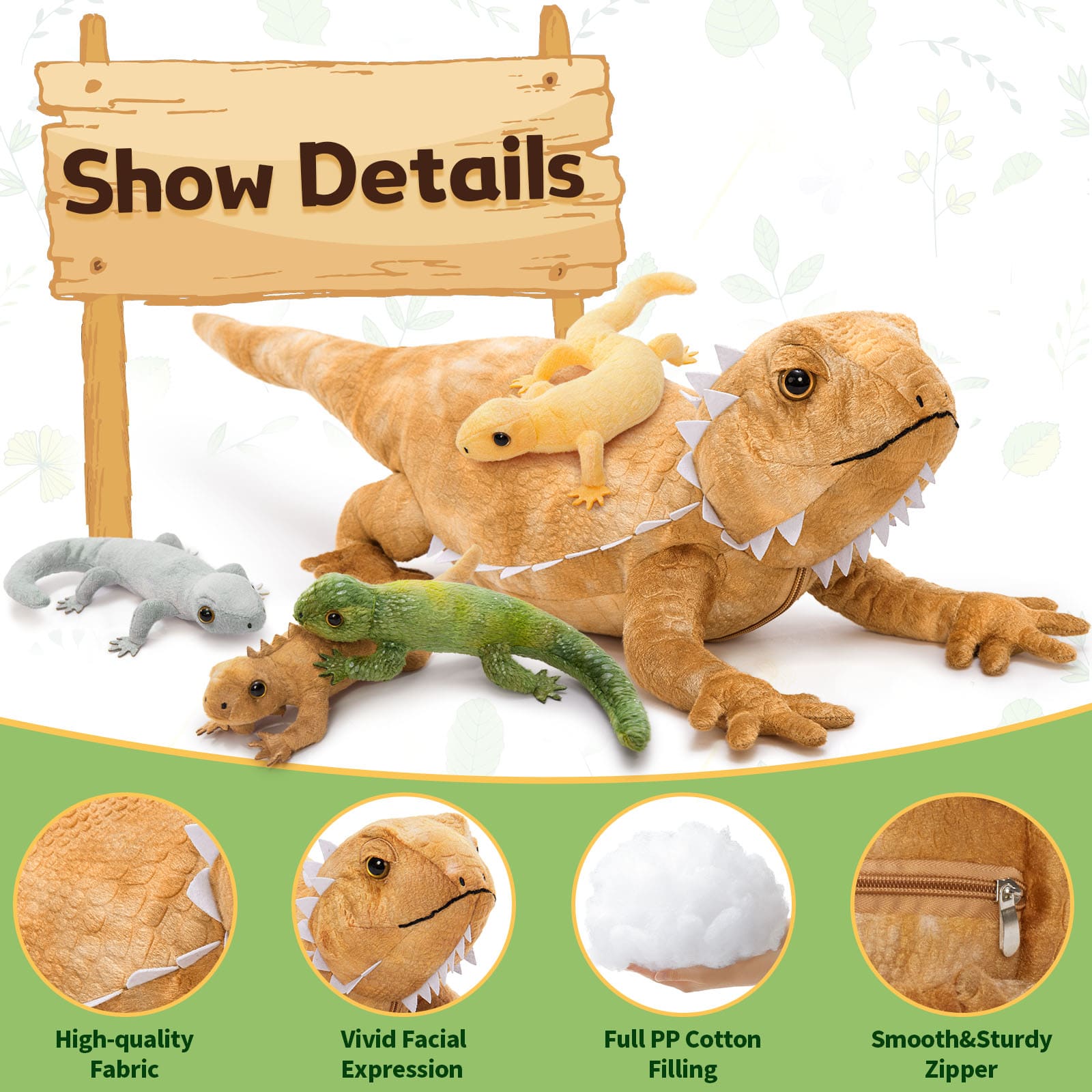 Lifelike Lizard Stuffed Animals Reptile Plush Toys, 27.56 Inches
