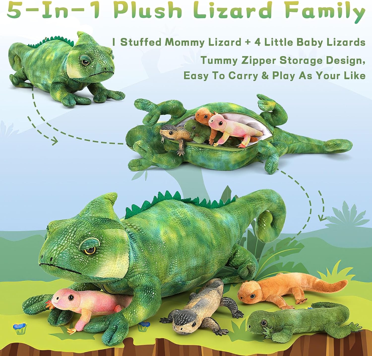 Realistic Lizard Stuffed Animals Reptile Plush Toys, 26.8 Inches