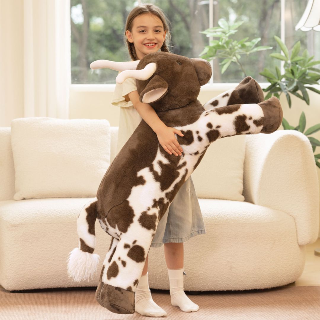 Longhorn Bull Stuffed Animals Farm Plush Toys, Brown, 43 Inches