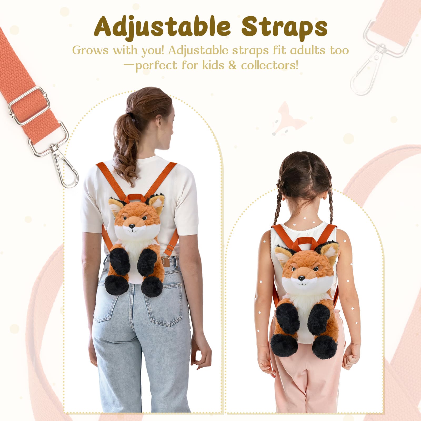 Adorable Fox Plush Backpack with 3 Mini Baby Fox Toys – Cute Kids Bag – MorisMos Plushies