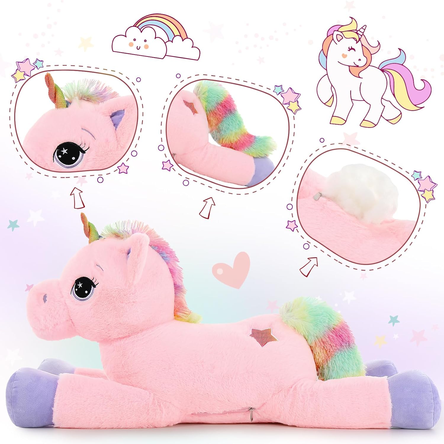Magical Unicorn Plush Toy, 32 Inches