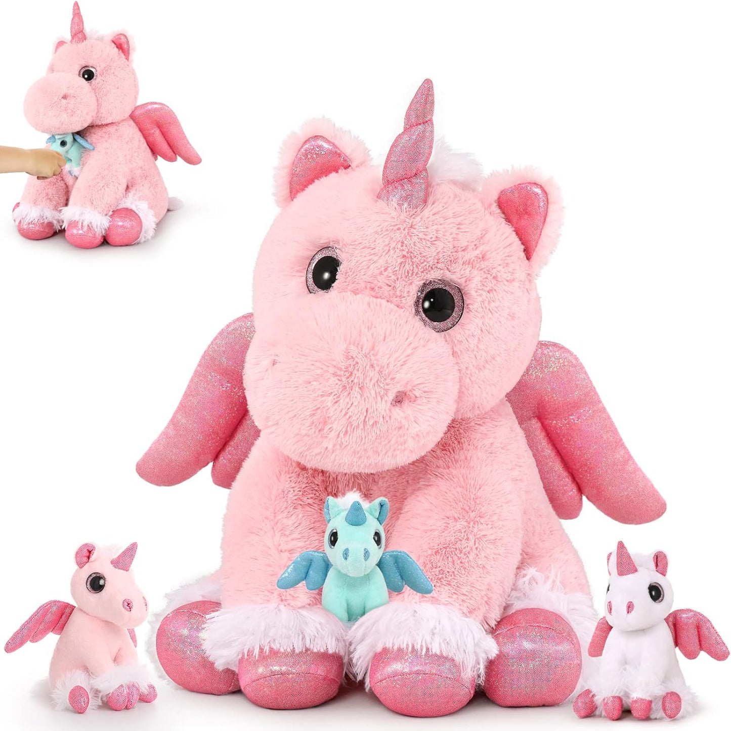 Magical Unicorn Plush Toy Set, Pink, 19.7 Inches