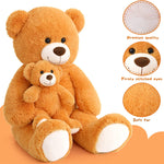 Orange Teddy Bear Plush Toys - Happy Smiling Face Pluffy Teddy Bear - Giant Teddy Bear Stuffed Animals - Teddy Bear Theme Baby Shower - Cute Teddy Bear Plush Dolls - Valentine's Day Teddy Bears&Gifts - Anniversary Gift for Wife/Husband - Vday Gift for Girlfriend/Boyfriend - Stuffed Animal Bear Babies with Their Mom