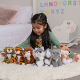 6 Pcs Small Jungle Stuffed Animals Bulk, 7 Inches - Safari Small Plush Toys for Centerpieces - Tiger/Wolf/Leopard/Fox/Monkey/Elephant Forest Plush Toy Set - Free Shipping