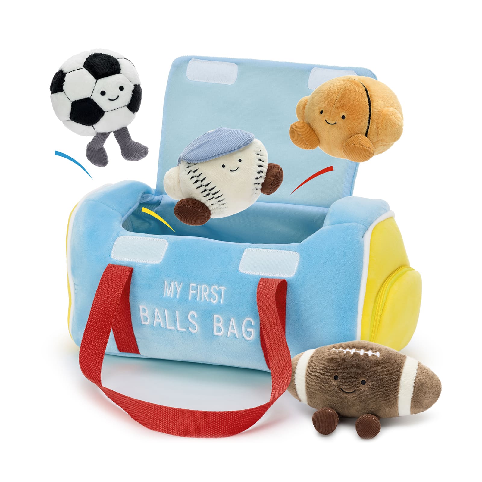 Plush Sports Ball Set with Soccer Baseball Football and Basketball Toys