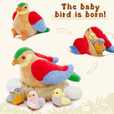 MorisMos 7Pcs Bird Stuffed Animals, Mommy Bird with Babies Eggs Nest, Colorful Birds Plush Toys Gifts for Toddlers, Kids, Boys, Girls, 12 inch