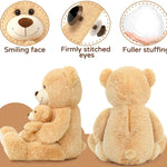 Stuffed Animals With Babies In The Belly - One Big Teddy Bear with Three Small Teddy Bears - Teddy Bear Theme Baby Shower Decorations - Valentine's Day Teddy Bear Plush Toys - Soft Cuddly Plush Brown Bear - MorisMos Stuffed Animals