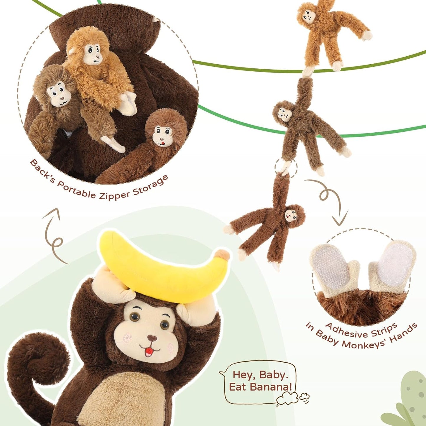 Monkey Stuffed Animals Simian Plush Toys, 25.6 Inches