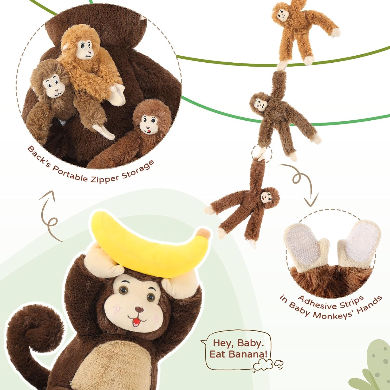 Monkey Stuffed Animals Simian Plush Toys, 25.6 Inches