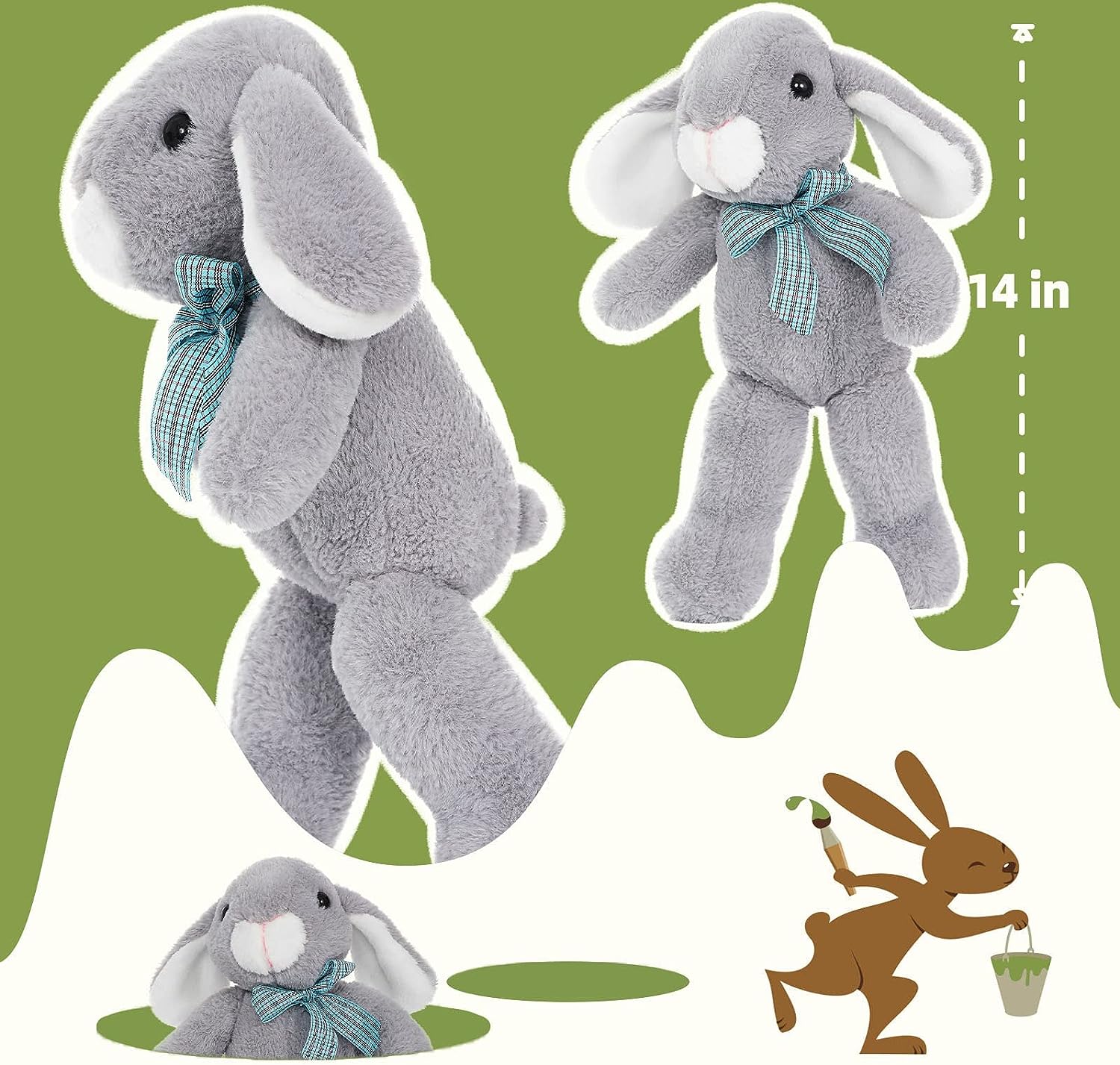 3 Pack Bunny Stuffed Animals Bulk - Easter Rabbit Plush Toys 14 Inches - Easter Gift for Kids - Cute Bunny Centerpiece Decorations - Christmas/Birthday/Thanksgiving/Baby Shower Gift Ideas
