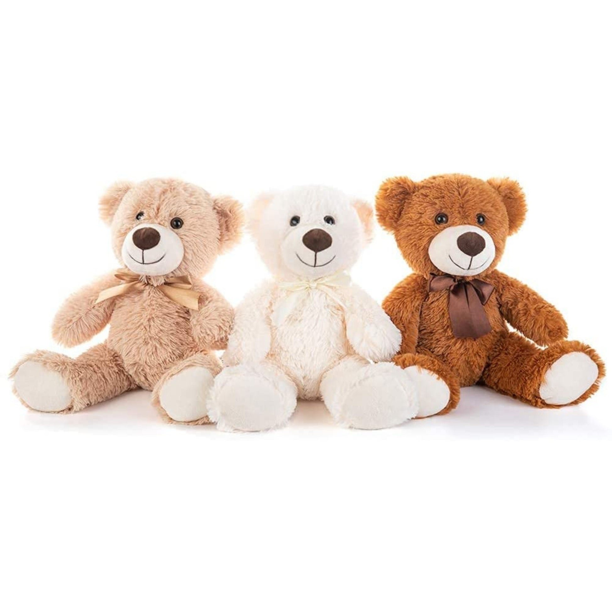 3-Pack Teddy Bears, Beige/Light Brown/Dark Brown, 13.8 Inches