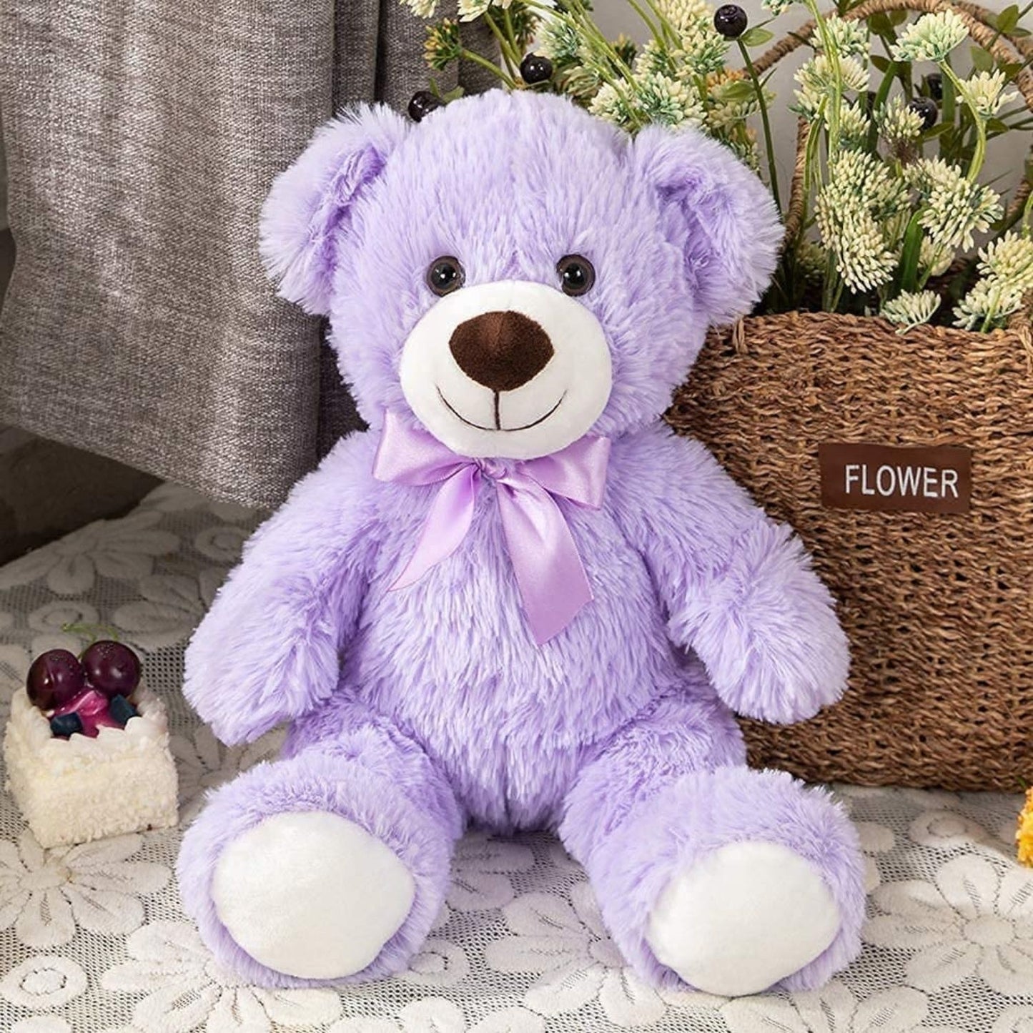 3-Pack Teddy Bears, Beige/Pink/Purple, 13.8 Inches - MorisMos Stuffed Animals - Three Pcs Teddy Bear Plush Toys - 14-inch Teddy Bear Stuffed Animals - Teddy Bear Theme Baby Shower Centerpieces - Valentine's Day Teddy Bears&Gifts - Free Shipping