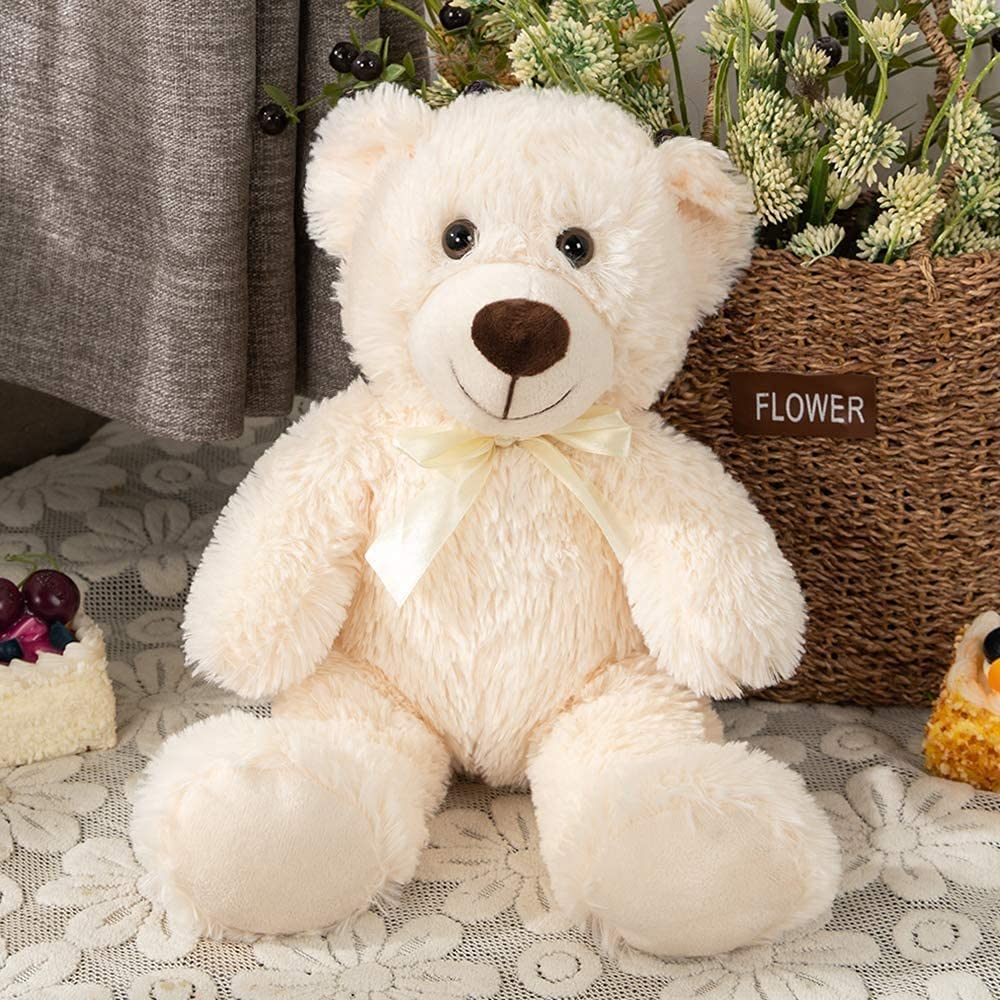 3-Pack Teddy Bears, Beige/Pink/Purple, 13.8 Inches - MorisMos Stuffed Animals - Three Pcs Teddy Bear Plush Toys - 14-inch Teddy Bear Stuffed Animals - Teddy Bear Theme Baby Shower Centerpieces - Valentine's Day Teddy Bears&Gifts - Free Shipping
