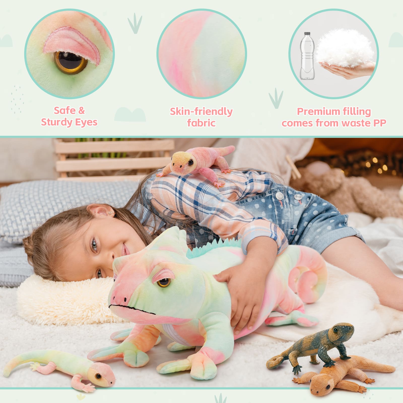 Realistic Lizard Stuffed Animals Reptile Plush Toys, 26.8 Inches