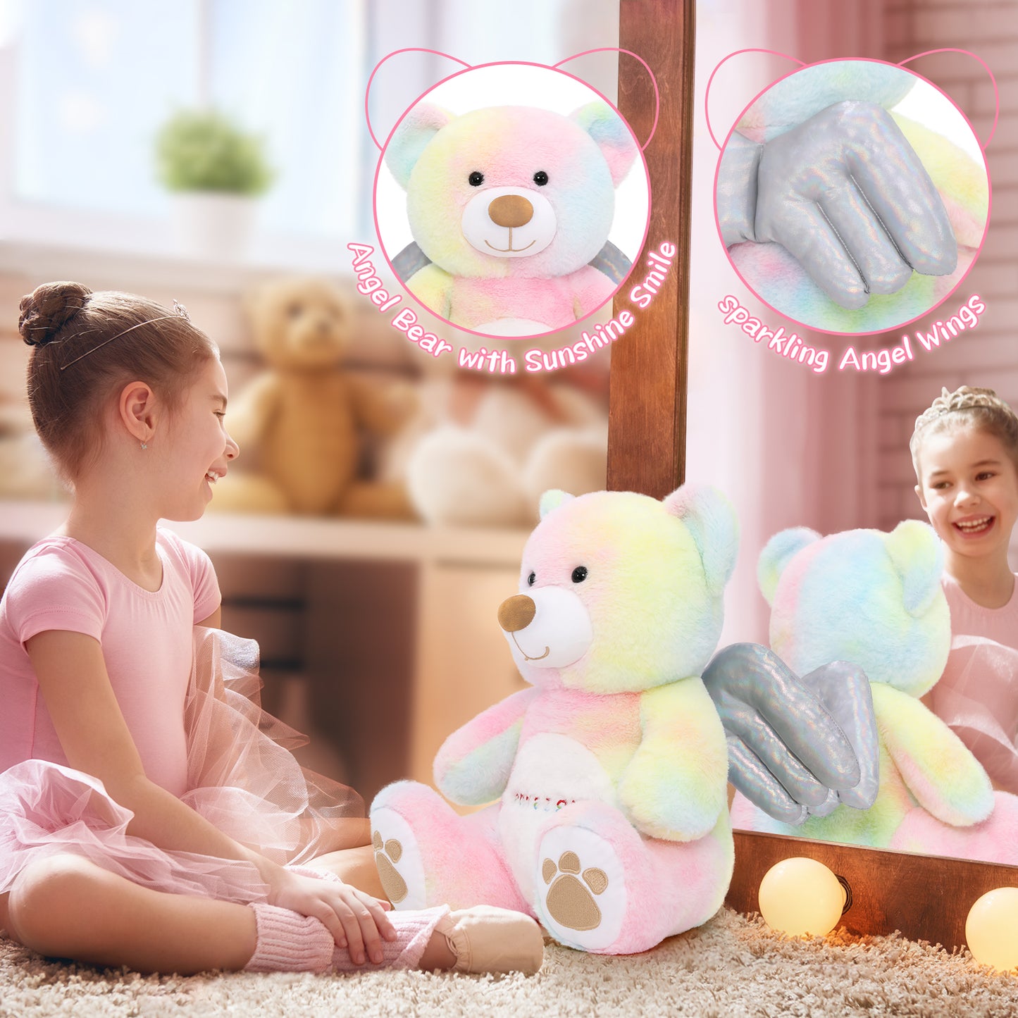 Angel Teddy Bear Plush Toy with Wings, 15.4 Inches - MorisMos Stuffed Animals