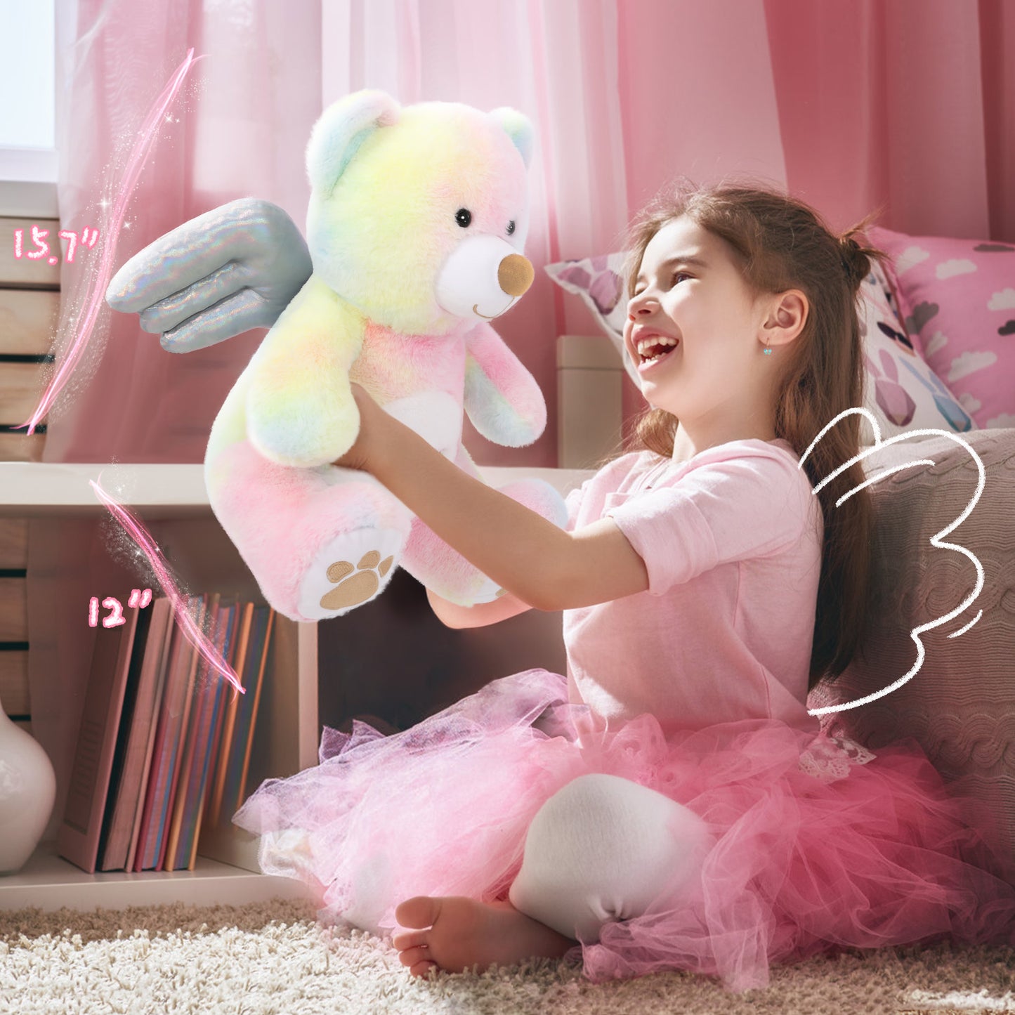 Angel Teddy Bear Plush Toy with Wings, 15.4 Inches - MorisMos Stuffed Animals