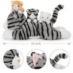 Realistic Tabby Cat Stuffed Animals - 4 Pcs Short Fur Tabby Cat Plush Toys - Tabby Kitty Baby Stuffed Animals with Their Mom - Cute Kitten Plush Toys - Christmas Birthday Gift for Kids Teens Adults
