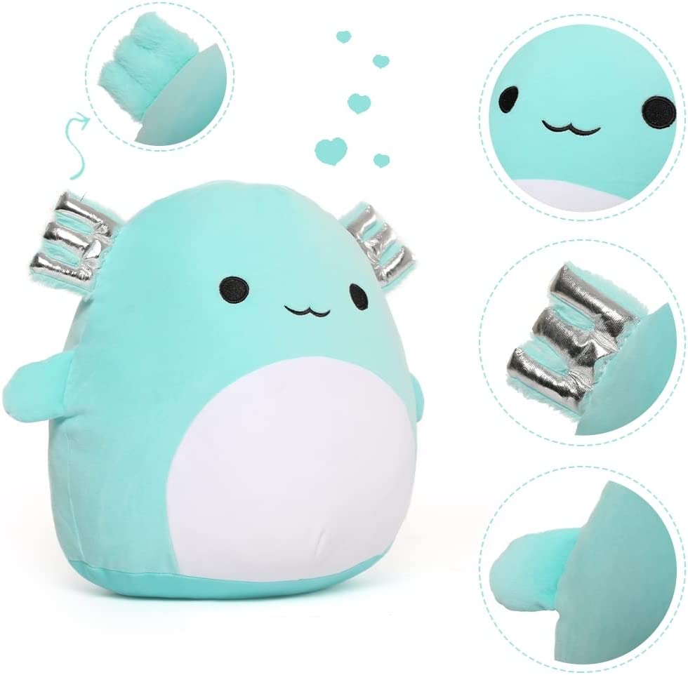 Axolotl Plush Toy, Mint Green/Pink, 16 Inches