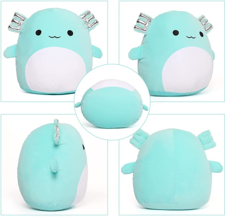 Axolotl Plush Toy, Mint Green/Pink, 16 Inches