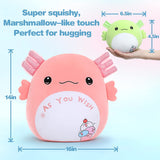 MorisMos Stuffed Animals - Baby Stuffed Animals with Their Mom - Cute Cartoon Axolotl Plush Pillow for Kids - Pink 18 Inches Decorative Throw Pillow - Axolotl Stuffed Animals Plush Toys - Free Shipping