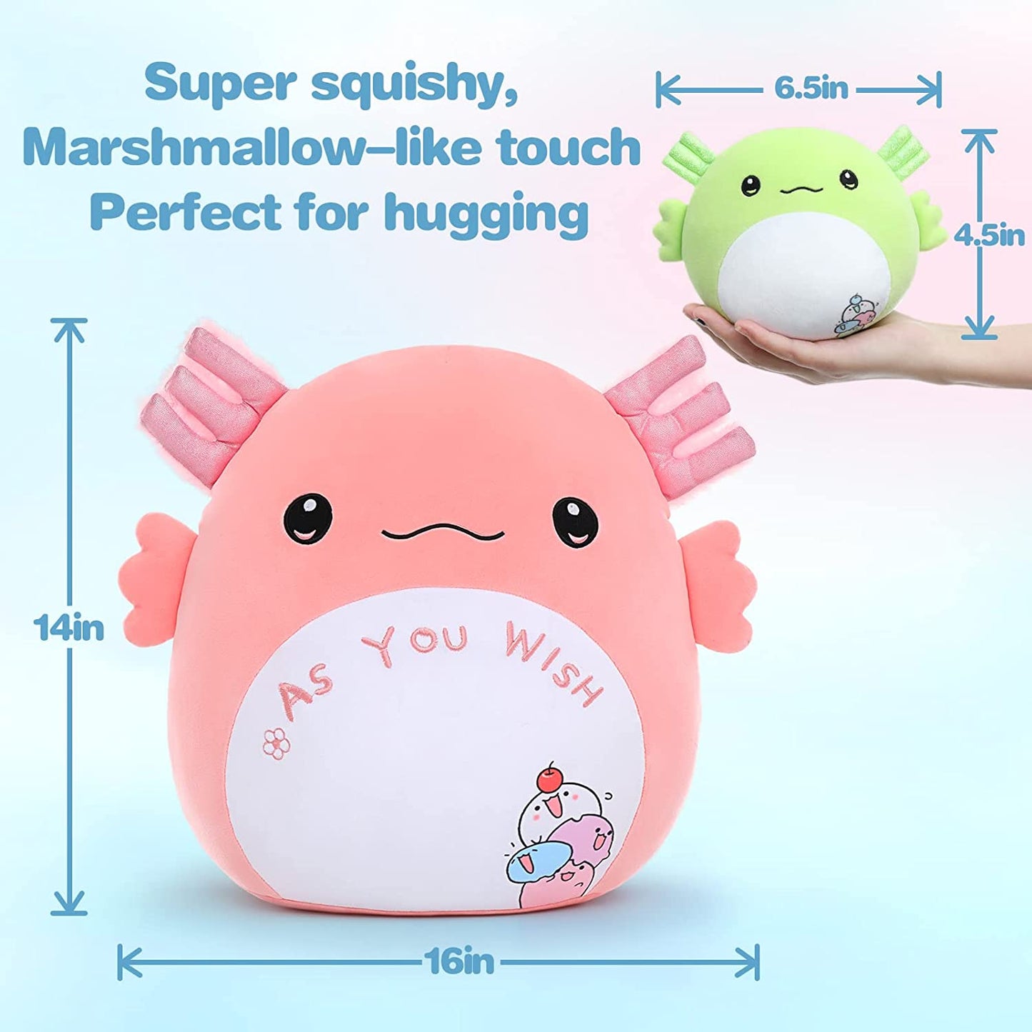 MorisMos Stuffed Animals - Baby Stuffed Animals with Their Mom - Cute Cartoon Axolotl Plush Pillow for Kids - Pink 18 Inches Decorative Throw Pillow - Axolotl Stuffed Animals Plush Toys - Free Shipping