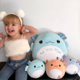 MorisMos Stuffed Animals - Baby Stuffed Animals with Their Mom - Cute Cartoon Axolotl Plush Pillow for Kids - Blue 18 Inches Decorative Throw Pillow - Axolotl Stuffed Animals Plush Toys - Squishy Axolotl Throw Pillows - Free Shipping
