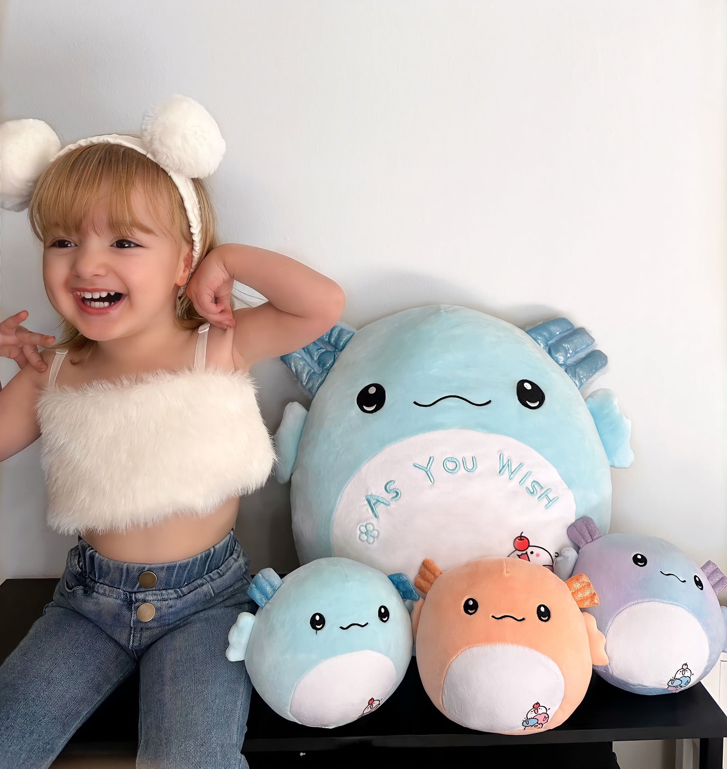 MorisMos Stuffed Animals - Baby Stuffed Animals with Their Mom - Cute Cartoon Axolotl Plush Pillow for Kids - Blue 18 Inches Decorative Throw Pillow - Axolotl Stuffed Animals Plush Toys - Squishy Axolotl Throw Pillows - Free Shipping
