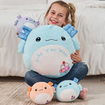 MorisMos Stuffed Animals - Baby Stuffed Animals with Their Mom - Cute Cartoon Axolotl Plush Pillow for Kids - Blue 18 Inches Decorative Throw Pillow - Axolotl Stuffed Animals Plush Toys - Squishy Axolotl Throw Pillows - Free Shipping