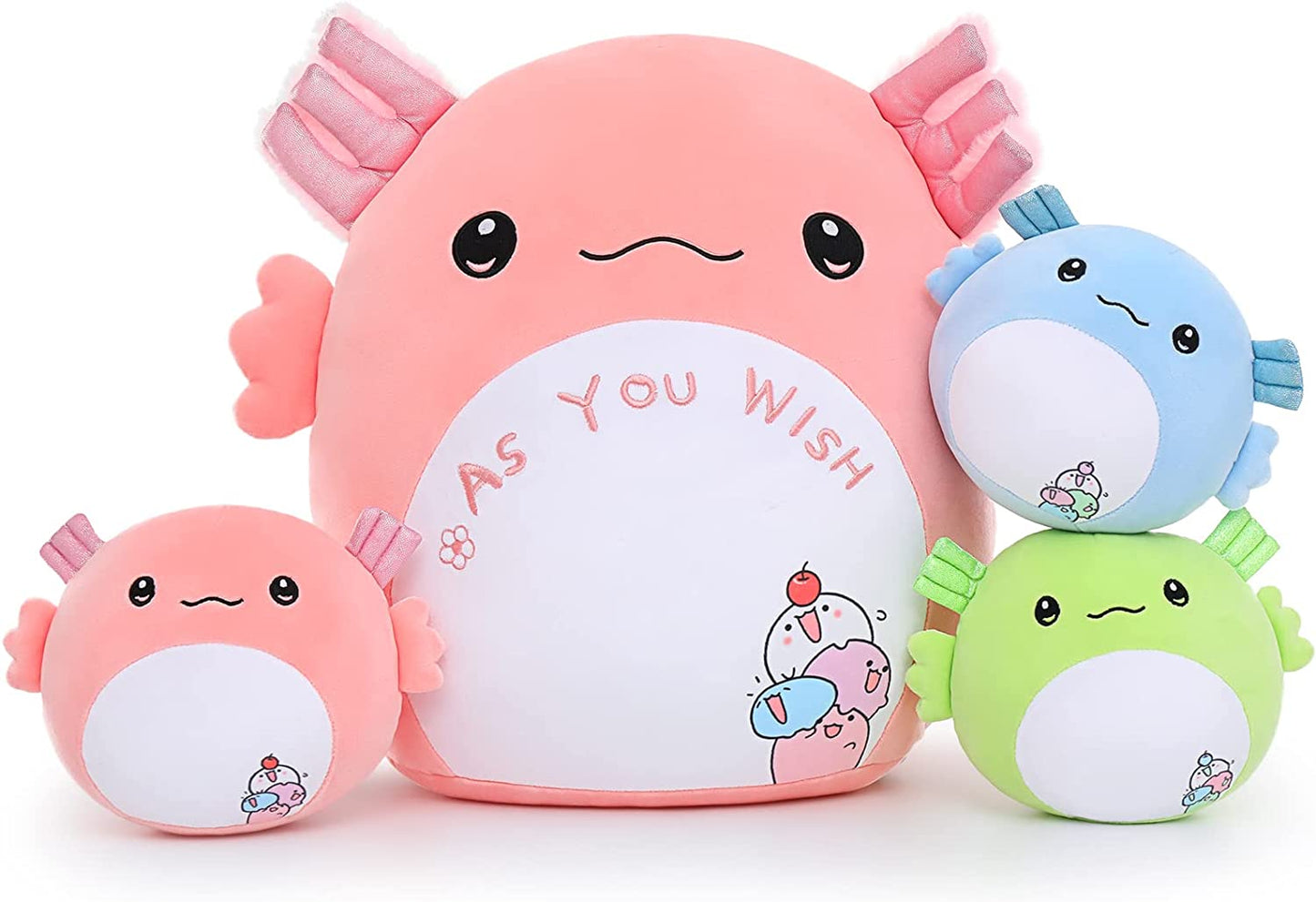 MorisMos Stuffed Animals - Baby Stuffed Animals with Their Mom - Cute Cartoon Axolotl Plush Pillow for Kids - Pink 18 Inches Decorative Throw Pillow - Axolotl Stuffed Animals Plush Toys - Free Shipping