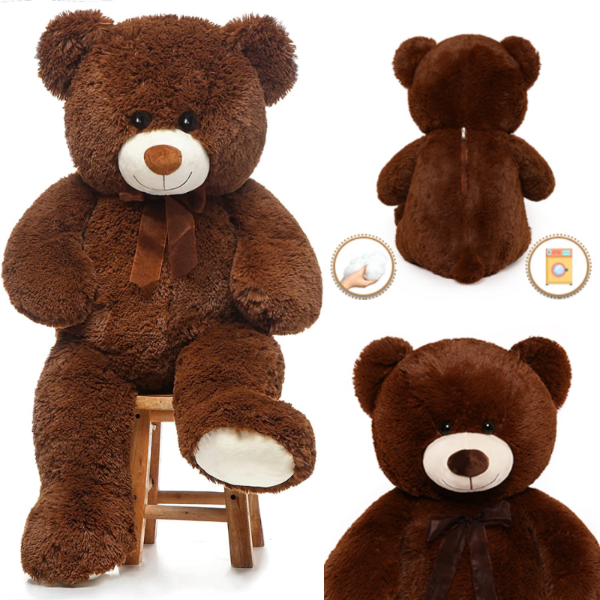 Giant Teddy Bear Plush Toy, Coffee, 35.4/51 Inches - MorisMos Plush Toys