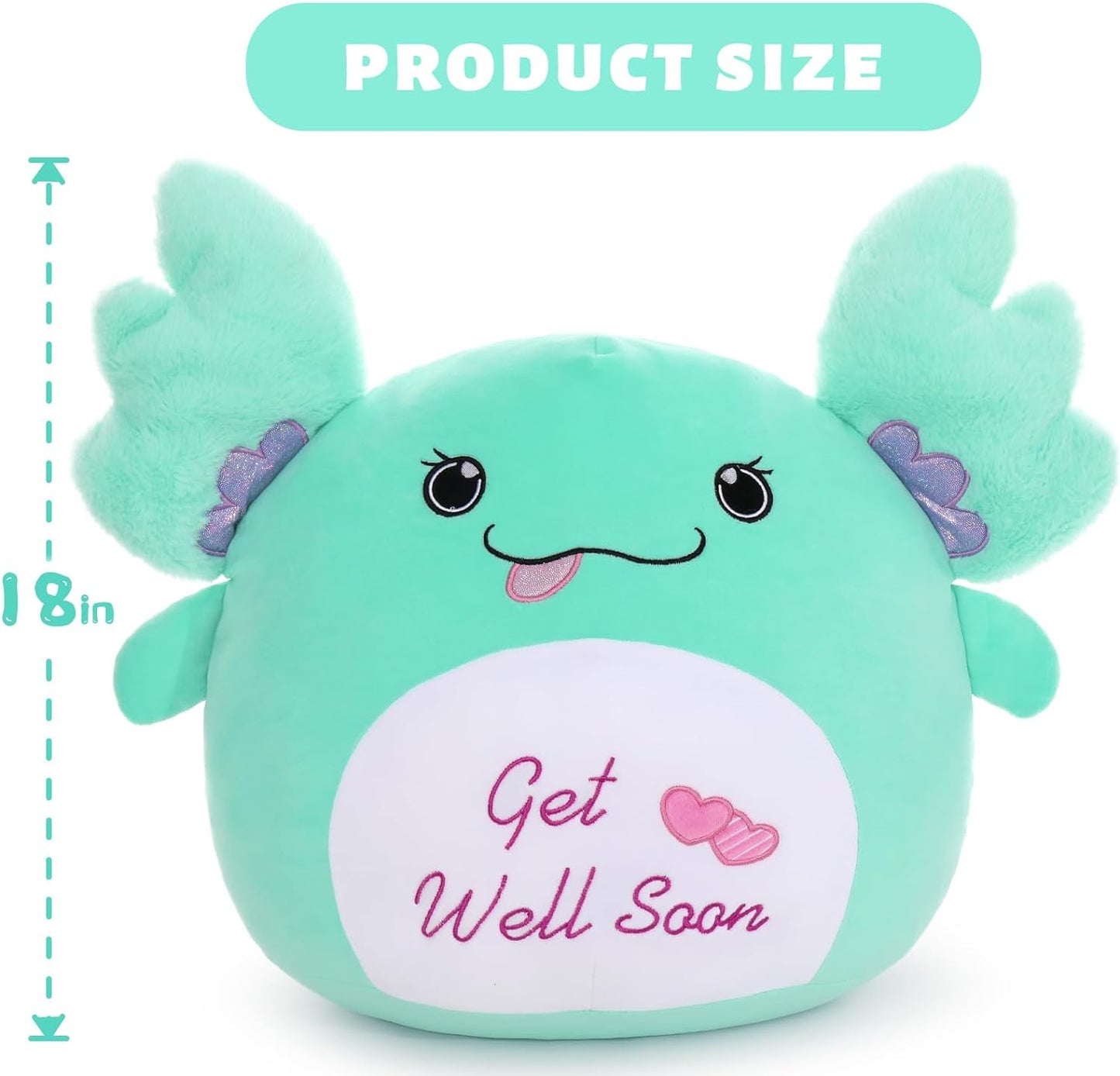 Big Ears Axolotl Plush Toy, Mint Green, 17.7 Inches