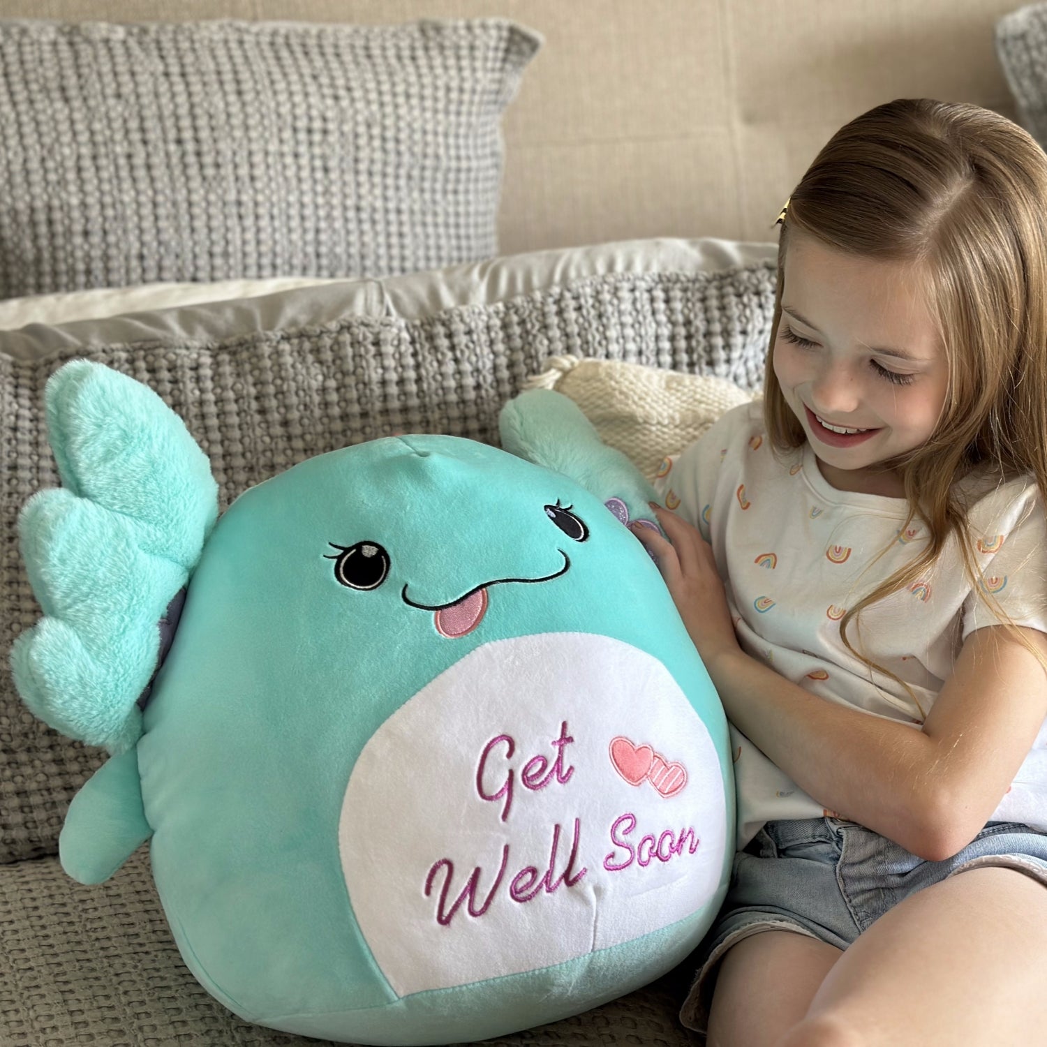 Big Ears Axolotl Plush Toy, Mint Green, 17.7 Inches